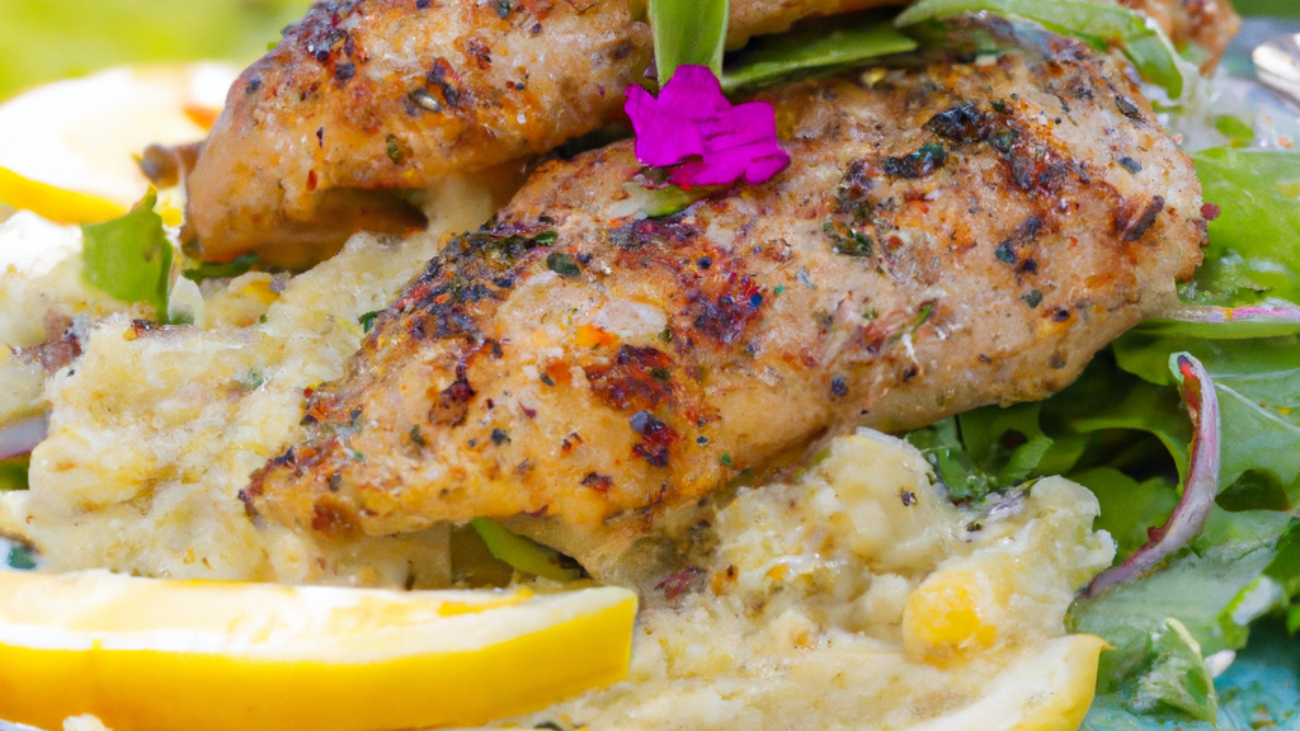 Mediterranean Delight: Grilled Lemon Herb Chicken with Couscous Salad