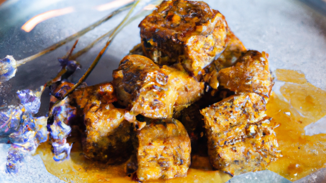 "Spiced Tempeh with Lavender Infused Honey Glaze"